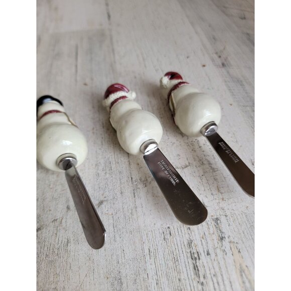 St Nicholas square snowman cheese spreaders utensil Xmas accessory set - Picture 6 of 6